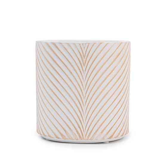 elemi Кашпо для квітів керамічне elemi "Листок" (білий + бежевий) 13" круглий 1,3 л Коломыя