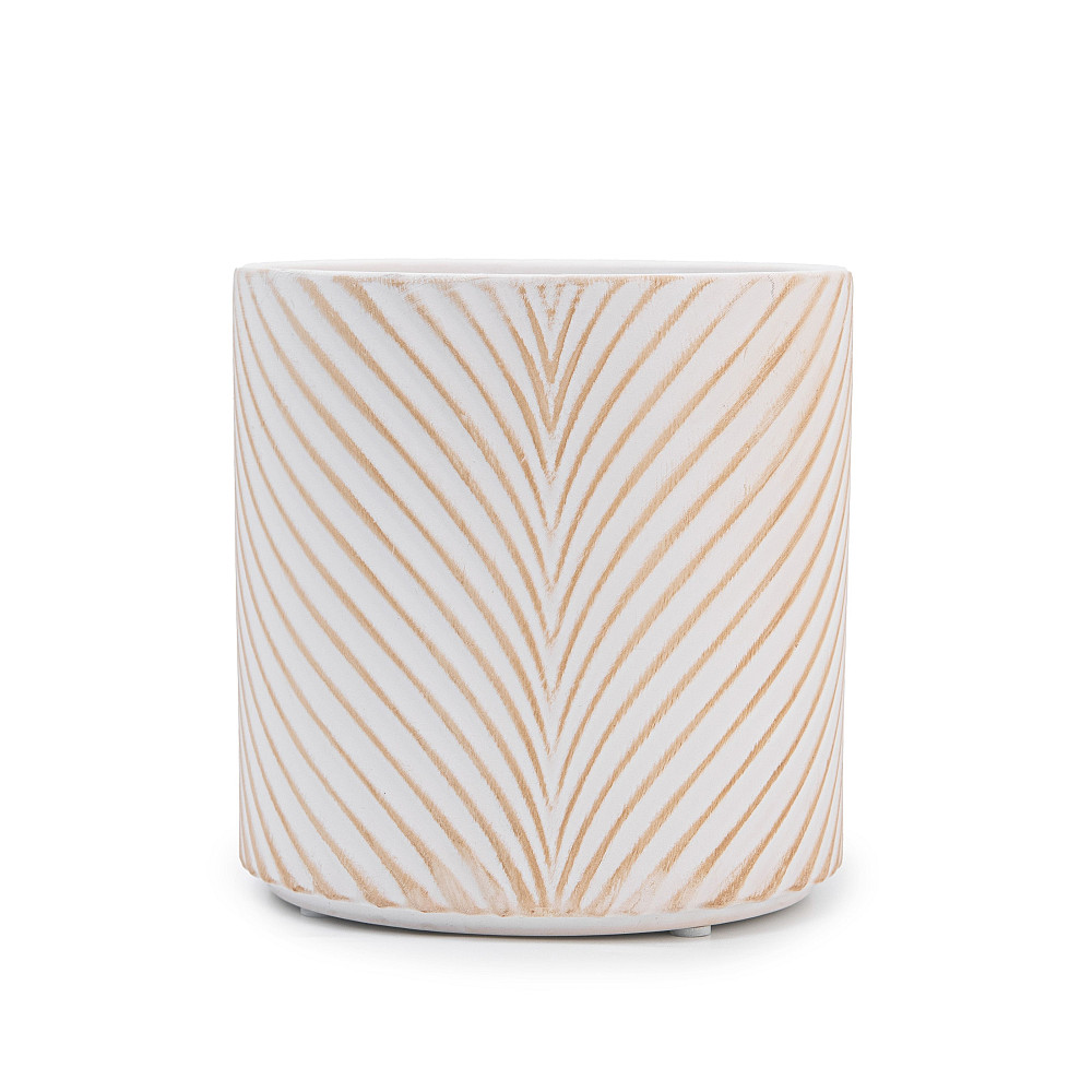 elemi Кашпо для квітів керамічне elemi "Листок" (білий + бежевий) 13" круглий 1,3 л Коломыя - изображение 1