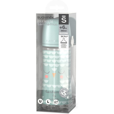 Пляшечка для годування Suavinex Bonhomia, повільний потік, 360 мл, зелена (307838) Вінниця - фото 3
