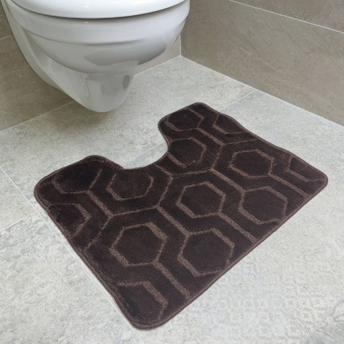 Килимок для ванних кімнат поліпропіленовий TM DarianA Standard u-cut 60*50 шоколадний соти Житомир - фото 5