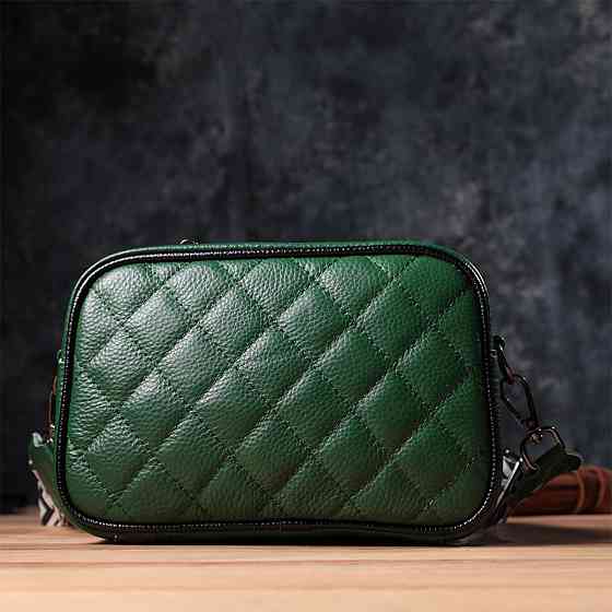 Стьобана жіноча сумка з натуральної шкіри 22857 Vintage Зелений Київ