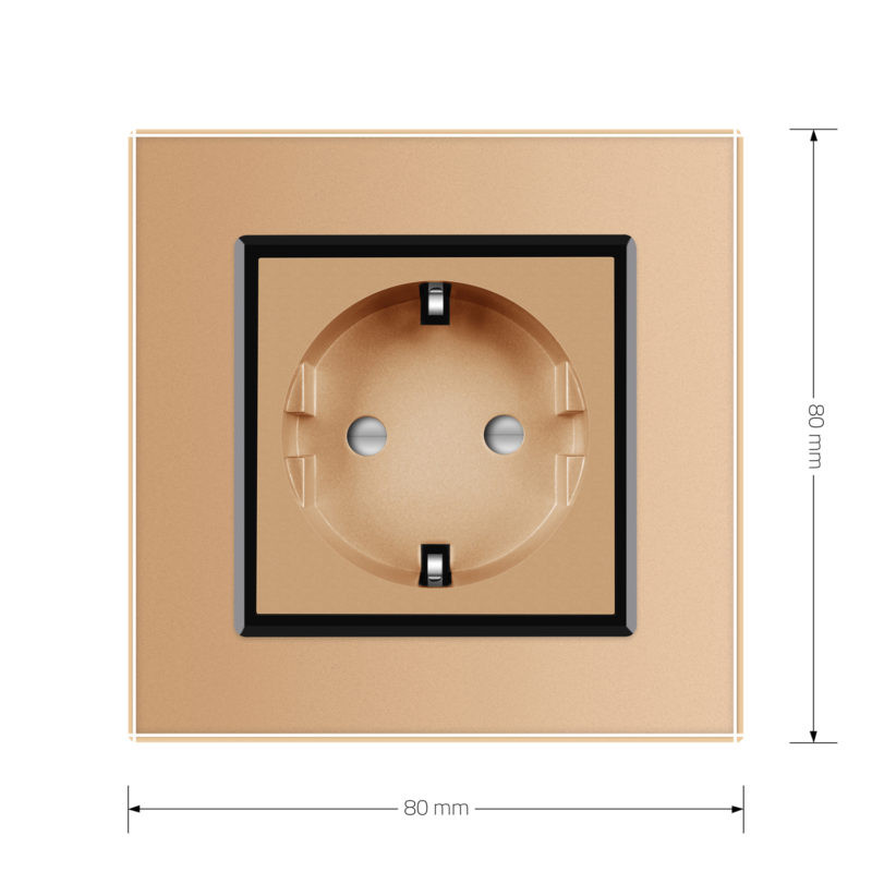 LIVOLO Електрична розетка з заземленням LIVOLO, золота з чорною вставкою, шторки, скло, 250В 16 Коломия - фото 3