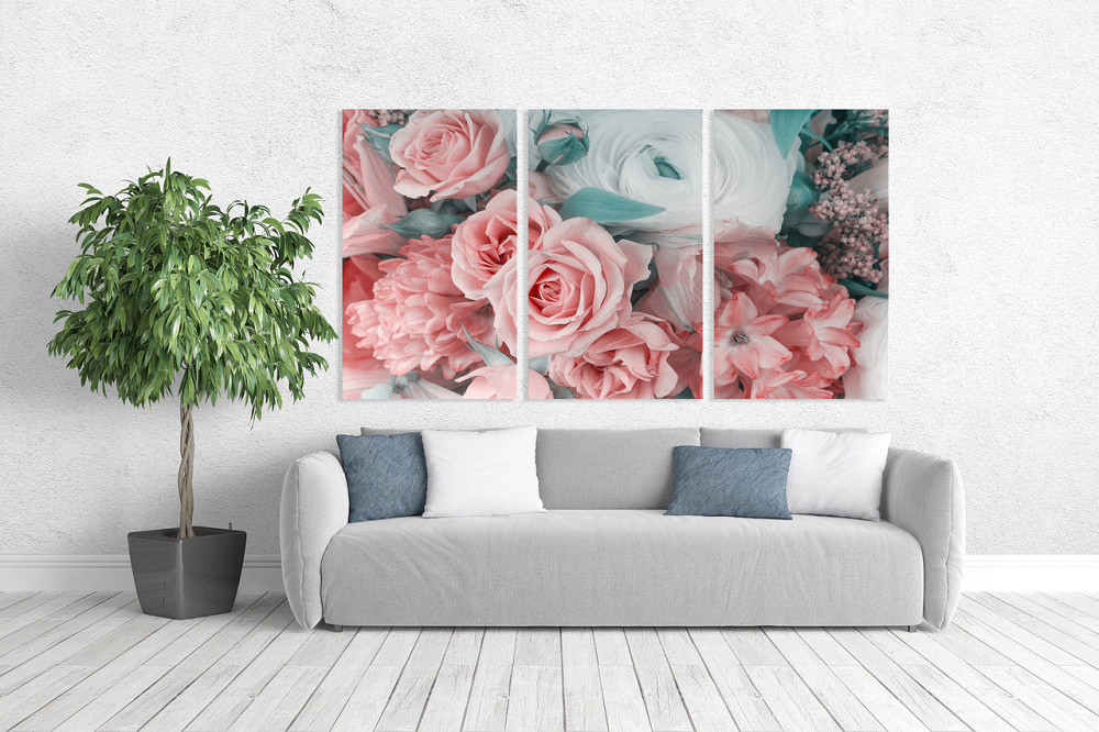 Модульная картина в гостиную / спальню  Троянди   ART-028_3A 70х130 см Киев - изображение 2