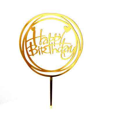 Топер в торт Happy Birthday 8 на 8 см золотистый Киев