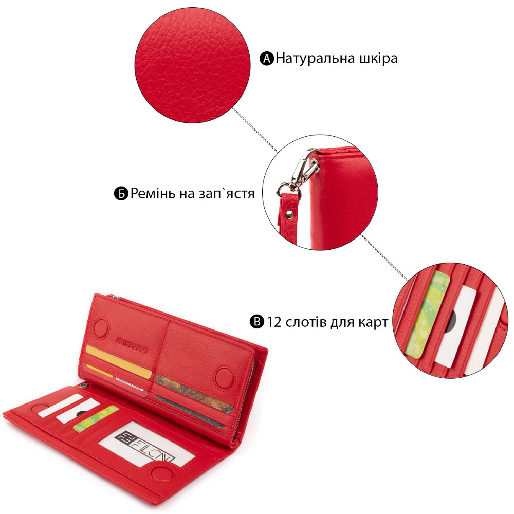 Вертикальный кошелек кожаный женский Красный (ST Leather) Киев - изображение 8