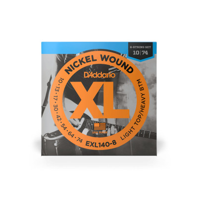 Струны для гитары D'Addario XL Nickel Wound Light Top / Heavy Bottom 8-String (10-74) (EXL140-8) Винница - изображение 1