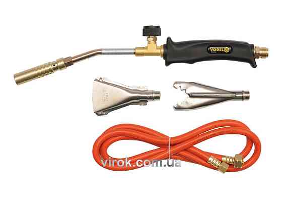Пальник Газовий VOREL : L=360мм. до 2,0 кВт. Набір з 3 наконечниками і шлангом L=2m. 0,5МРа [20] Одеса