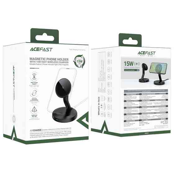 Бездротовий мультизарядний пристрій ACEFAST E26 desktop mobile phone wireless charging holder Black Одеса