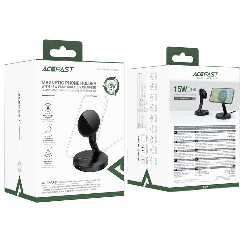 Бездротовий мультизарядний пристрій ACEFAST E26 desktop mobile phone wireless charging holder Black Одеса - фото 2