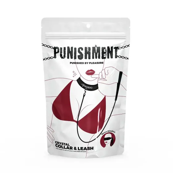 Нашийник із повідцем Punishment - Crystal Collar & Leash - Black Львів
