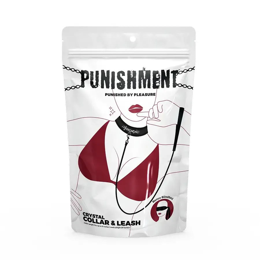 Нашийник із повідцем Punishment - Crystal Collar & Leash - Black Львів - фото 3