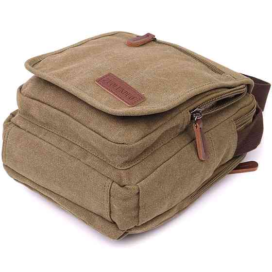 Сумка почтальонка на плечо из плотного текстиля Vintage 22228 Оливковый Киев