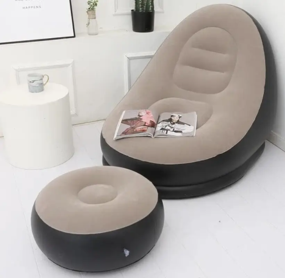 Надувное кресло с пуфом Air Sofa (велюровое покрытие) Винница