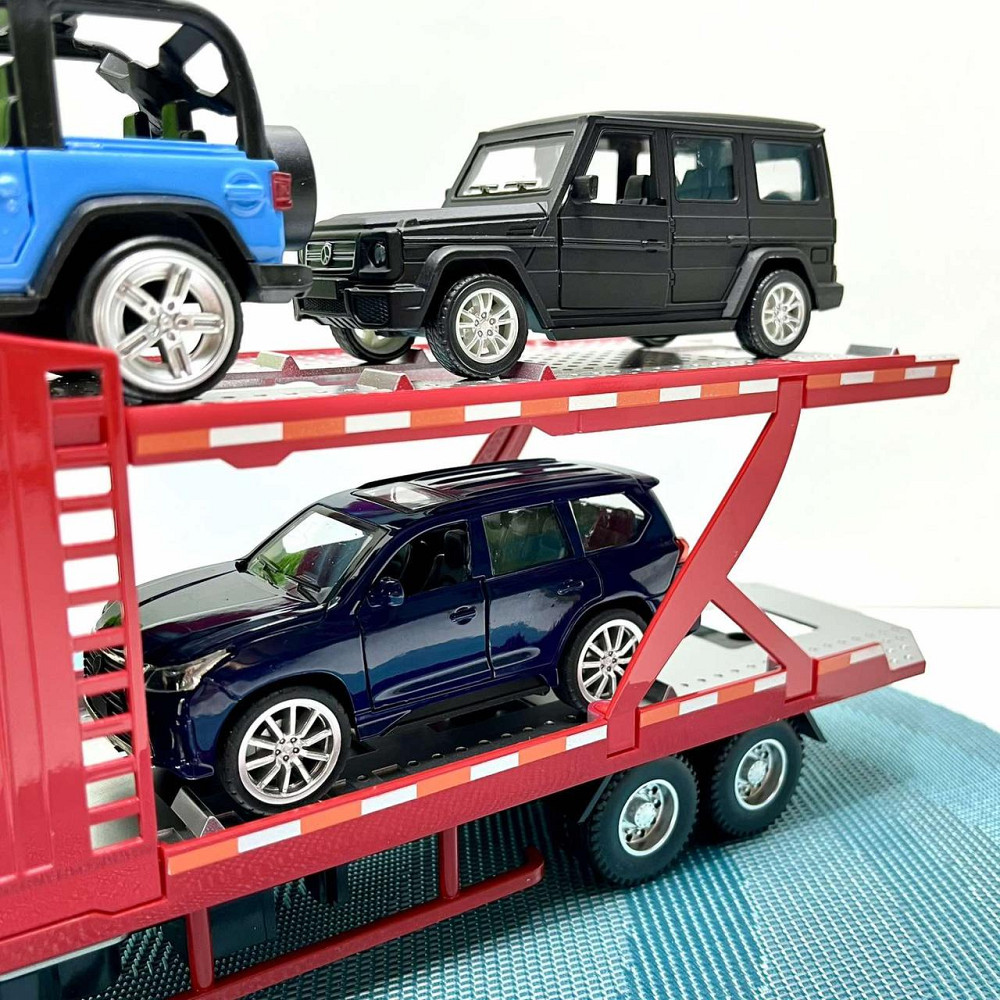 Автовоз Mercedes Actros з машинками світлові та звукові ефекти масштаб 1:24 Червоний (53522-46) Чернігів - фото 5