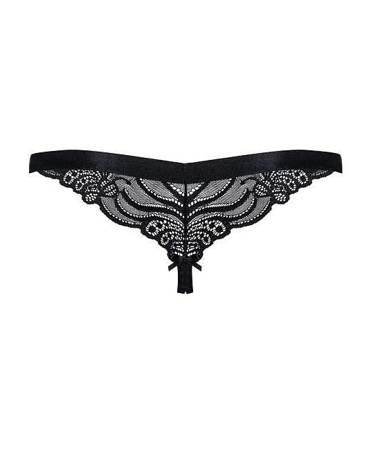 Кружевные танга с доступом Obsessive 828-THC-1 crotchless thong L/XL, черные Sex Aura Киев - изображение 6