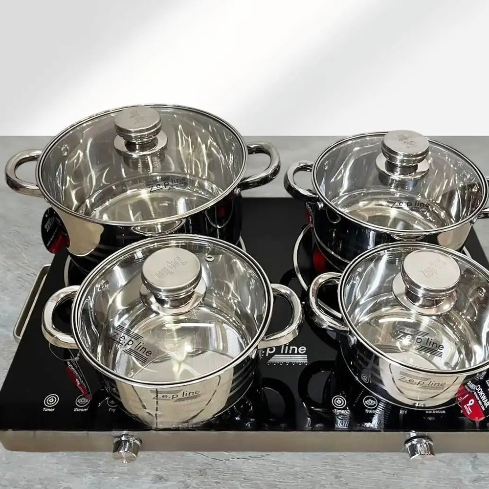 Набір посуду з нержавіючої сталі 12 предметів,Zepline ZP-075 SBR Київ - фото 6