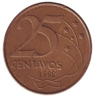 Майка Деодору та Фонсека. Монета 25 сентаво. 1998-2023 рік, Бразилія.(БС) Полтава - фото 1