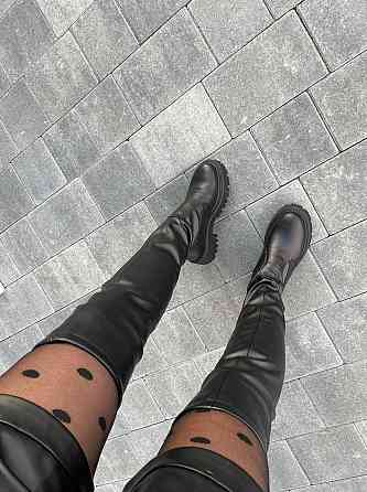 Ботфорты женские ARLEN черные натуральная кожа зима высота 56 см обхват 34-37 см подошва 3/5 см Коломия