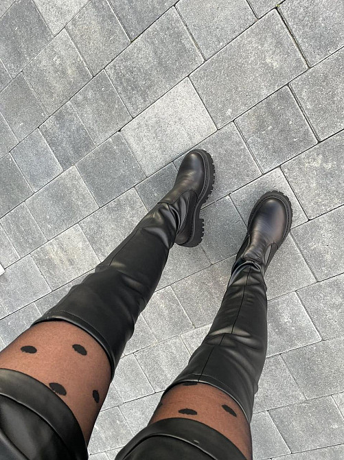 Ботфорты женские ARLEN черные натуральная кожа зима высота 56 см обхват 34-37 см подошва 3/5 см Коломия - фото 2