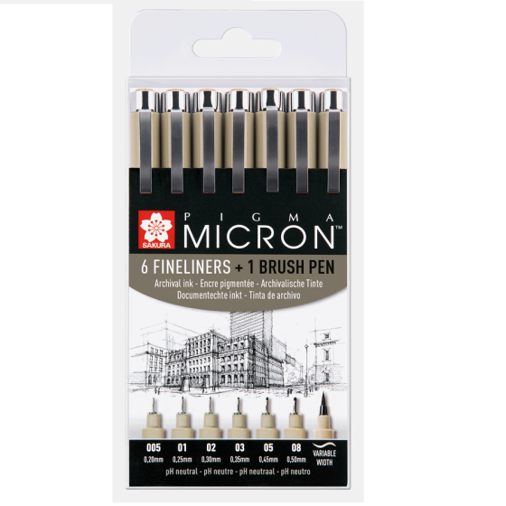 Набор линеров PIGMA Micron 6шт + PIGMA BRUSH В ПОДАРОК Sakura Киев