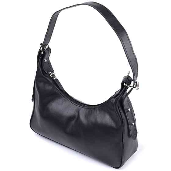 Жіноча сумка багет з регульованим ременем з гладкої натуральної шкіри Shvigel 22834 Чорна Київ