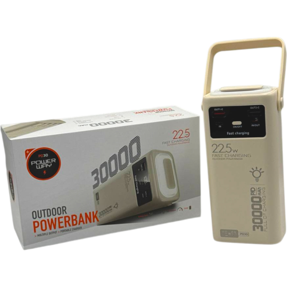 Повербанк Power Way PD-30 30 000 mAh PD 20W + QC 22.5W Белый Днепр - изображение 5