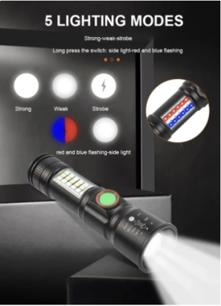 Ручной фонарь SY-1903C-P50+SMD+RGB, Li-Ion аккум. ЗУ USB, zoom Днепр