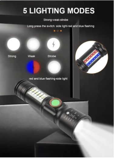 Ручной фонарь SY-1903C-P50+SMD+RGB, Li-Ion аккум. ЗУ USB, zoom Днепр - изображение 3