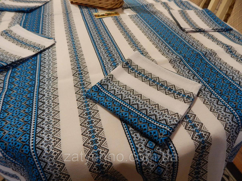 Синя скатертина вишита в українському стилі Київ - фото 6