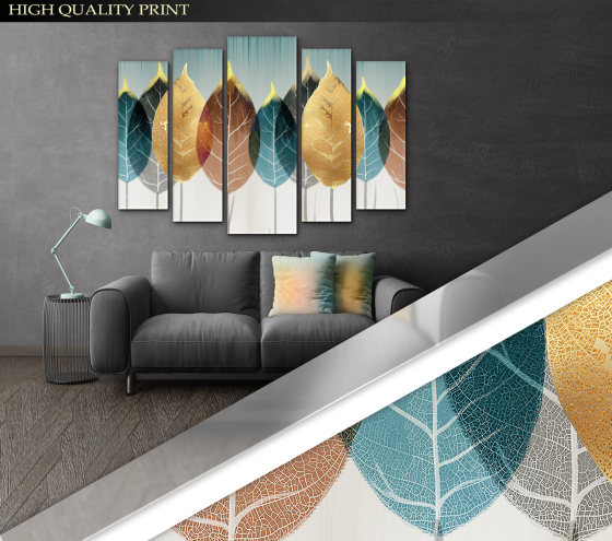 Модульна картина у вітальню / спальню Абстракція Листя Art-466_5 ( 80х118см ) Київ