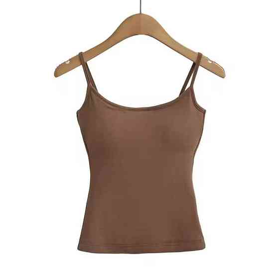Женская базовая майка на тонких бретелях из вискозы Шоколад Одесса