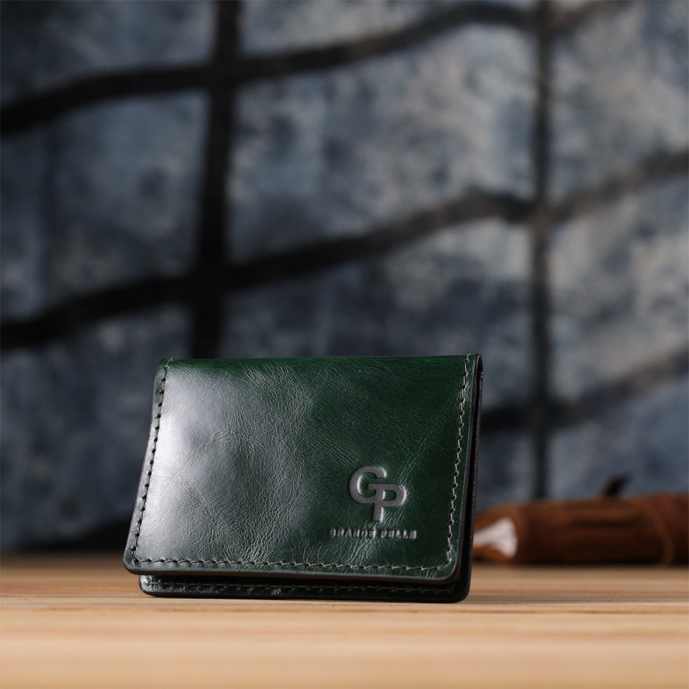 Чудова обкладинка на документи з натуральної гладкої шкіри GRANDE PELLE 22942 Зелений Київ - фото 8