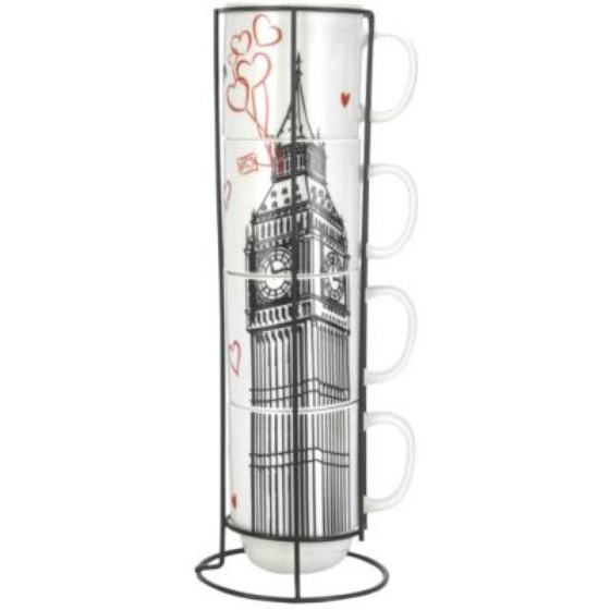 Набір чашок London 4 предмети 420мл на металевій стійці B1163-09359-2 LIMITED EDITION Житомир