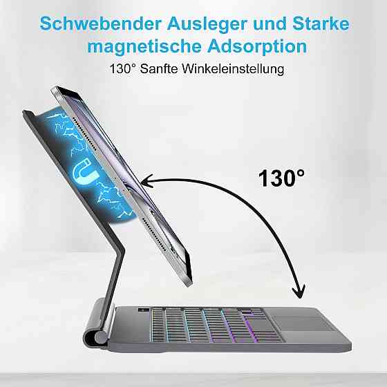 Клавіатура SENGBIRCH Magic Keyboard для iPad Air 13 M3/M2, Чорна, QWERTZ, підсвітка, мультитачпад, чохол Київ