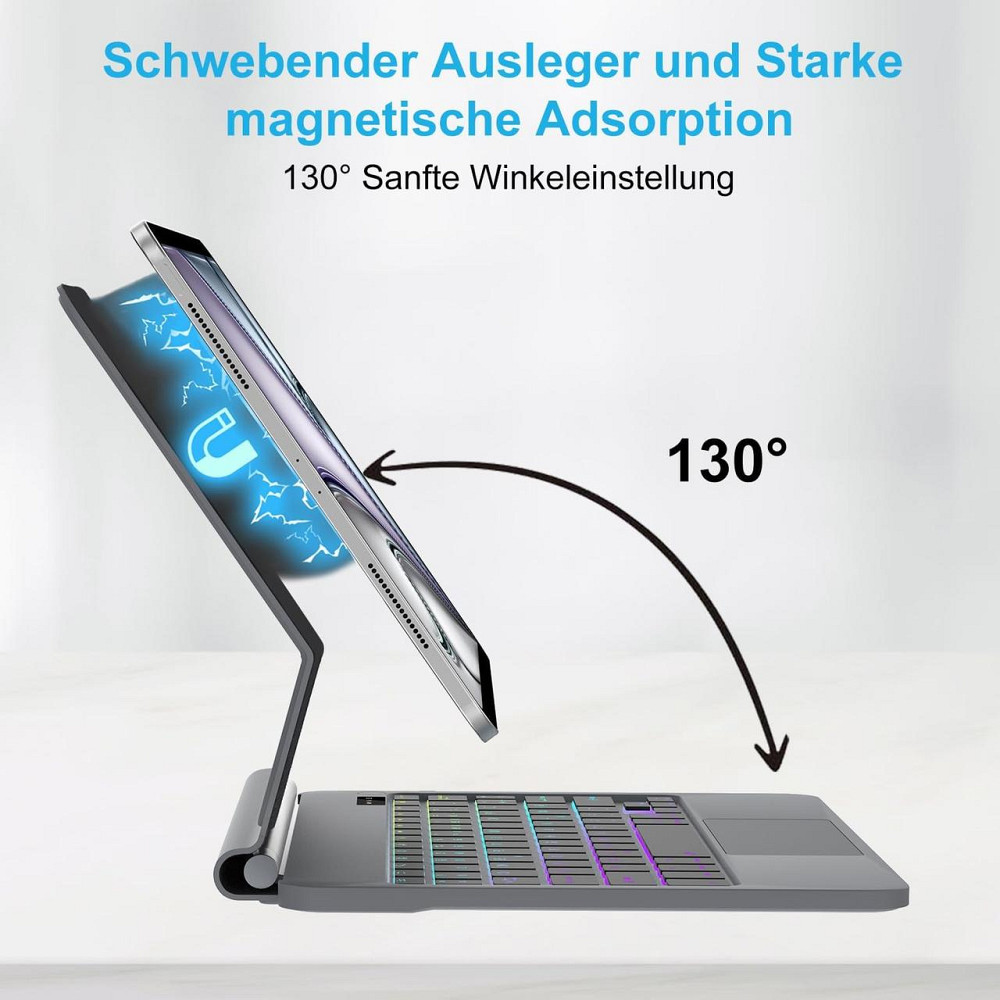 Клавиатура SENGBIRCH Magic Keyboard для iPad Air 13 M3/M2, Черная, QWERTZ, подсветка, мультитачпад, чехол Киев - изображение 2