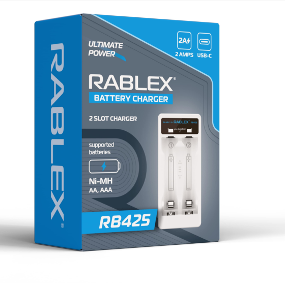 Зарядний пристрій Rablex RB425, 2xAA, AAA, 2A, Type-C Дніпро