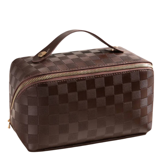 Косметичка на блискавці зі штучної шкіри, дорожня, коричнева Кам'янець-Подільський