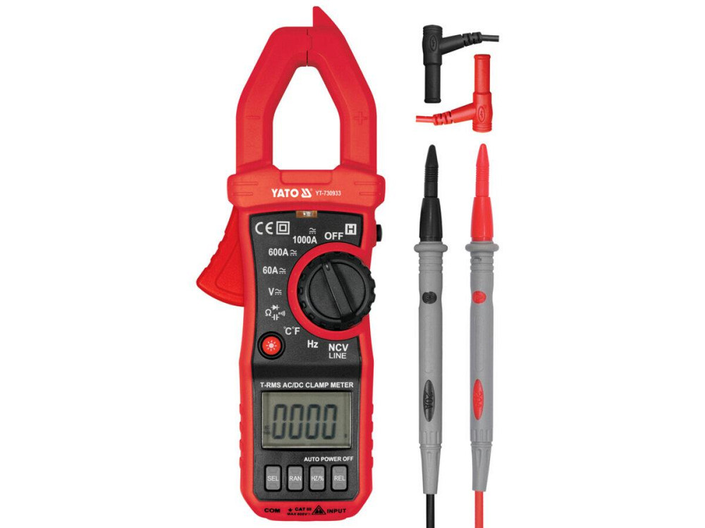 Мультиметр-кліщі для вимірювання електричних параметрів YATO: 10 мА - 1000 А [30] Одеса - фото 1