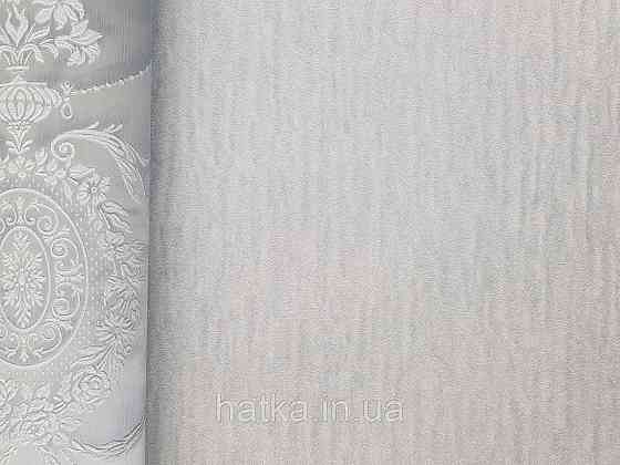 Шпалери вінілові на флізеліні Rasch Trianon Xlll 0.53х10 однотонні хвилясті класика блакитні із сірим Київ