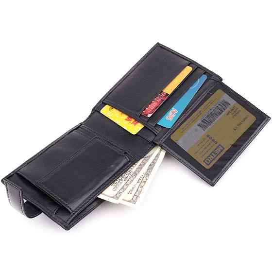 Місткий чоловічий гаманець з натуральної шкіри BOND 22861 Чорний Київ