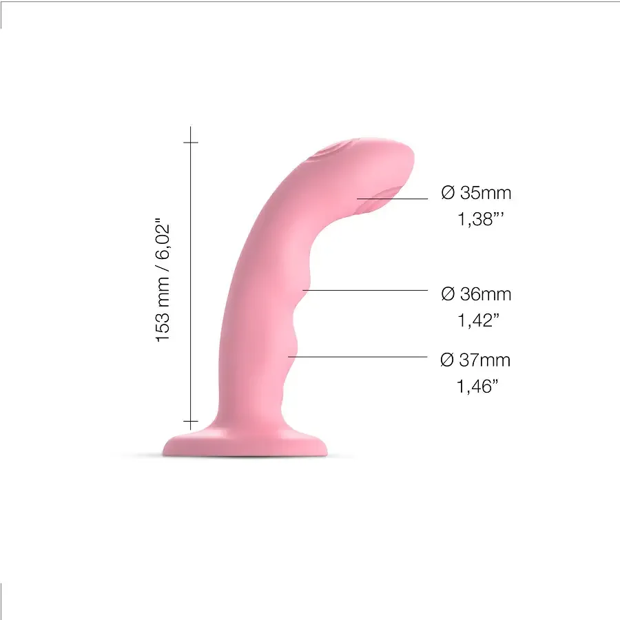 Насадка для страпону з подвійною точковою пульсацією Strap-On-Me TAPPING DILDO WAVE - CORAL PINK Львів - фото 2