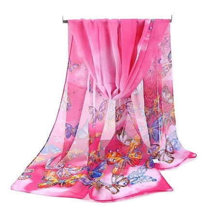 Шарф с бабочками малиновый размер шарфа приблизительно 145*48см, 100% вискоза Киев - изображение 1