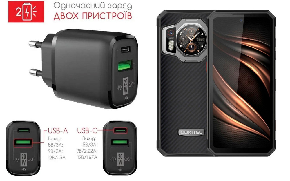 Сетевое зарядное устройство для Oukitel WP21 (2022), 20W 3A, Quick Charge 3.0 Киев - изображение 1