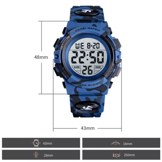 Дитячий спортивний наручний годинник Skmei Kids 1548 (Темно-синій камуфляж) Київ