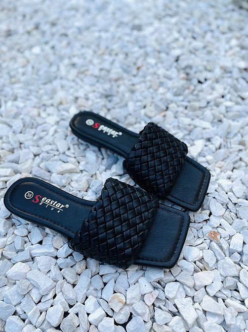 Seastar Модні шльопанці жіночі зі штучної шкіри чорні на низькому ходу SEASTAR T375P р. 36-41 3 Коломия - фото 1