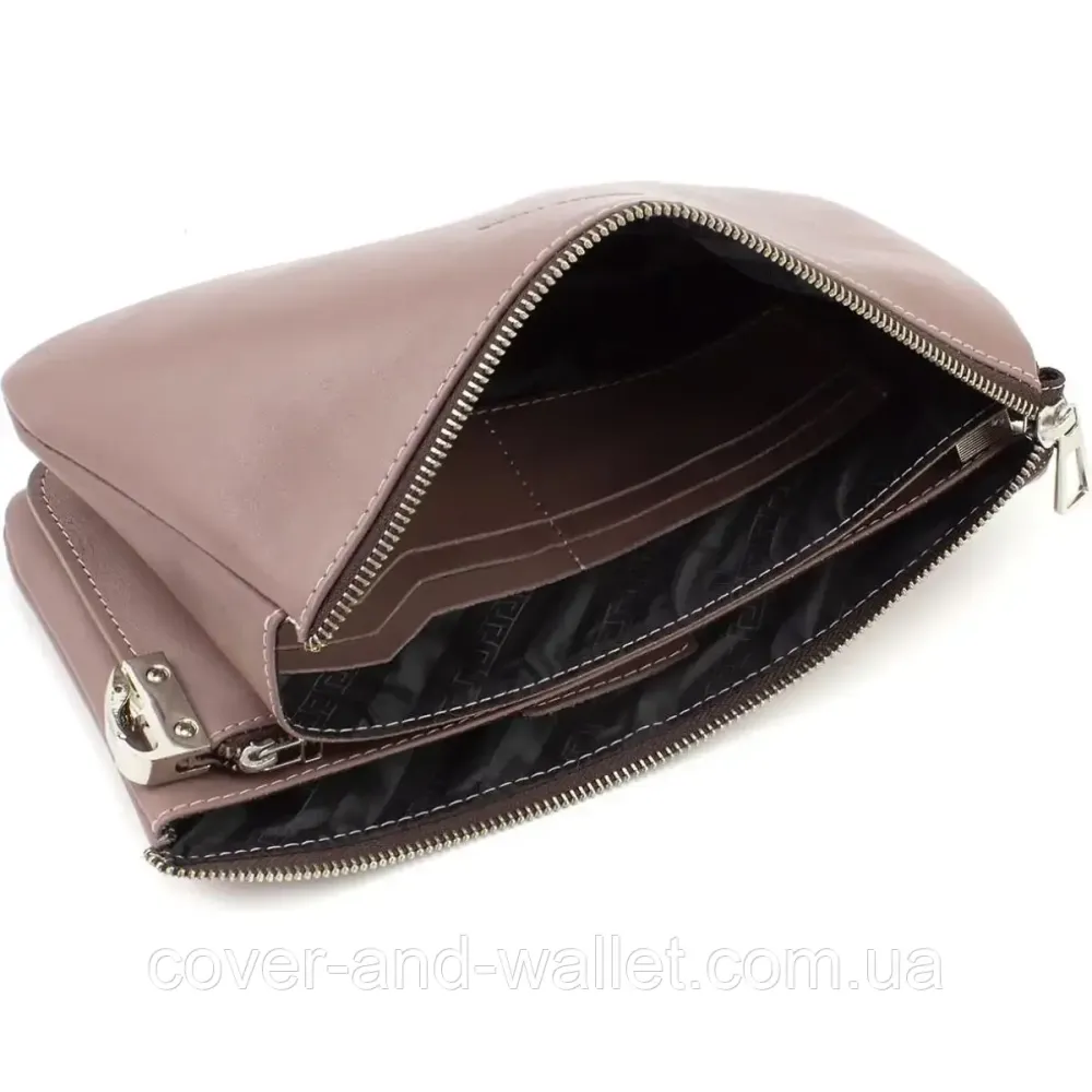 Красивий пудровий жіночий клатч із натуральної гладкої шкіри Grande Pelle 70566501 Київ - фото 6