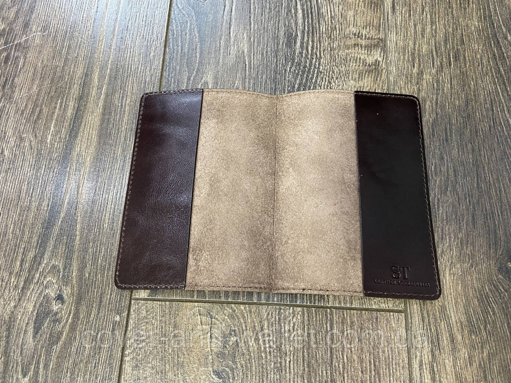Обложка на паспорт карта мира из гладкой кожи в коричневом цвете ST Leather Киев - изображение 9