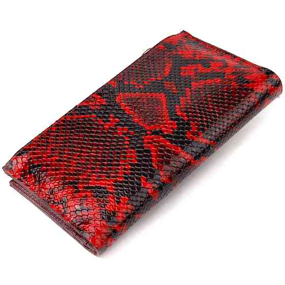 Незвичайний жіночий гаманець з натуральної шкіри з тисненням під змію Різнокольоровий (CANPELLINI) Київ