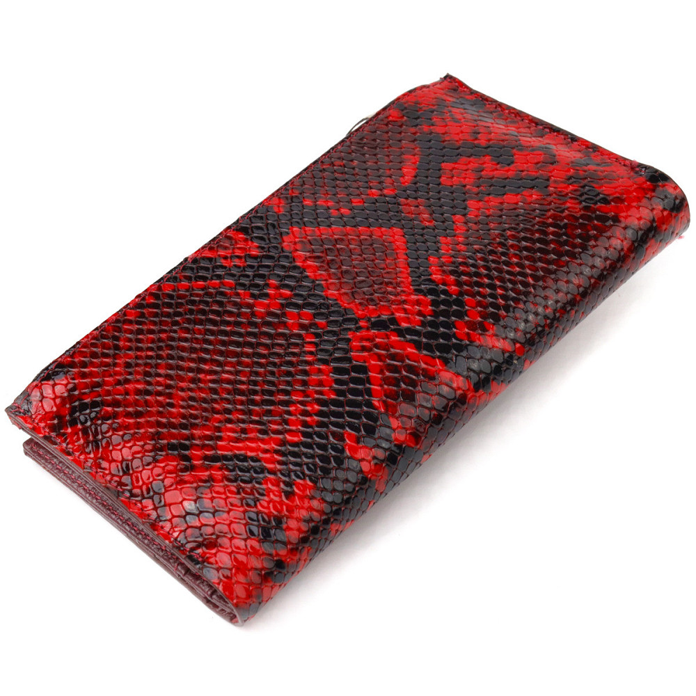 Незвичайний жіночий гаманець з натуральної шкіри з тисненням під змію Різнокольоровий (CANPELLINI) Київ - фото 6