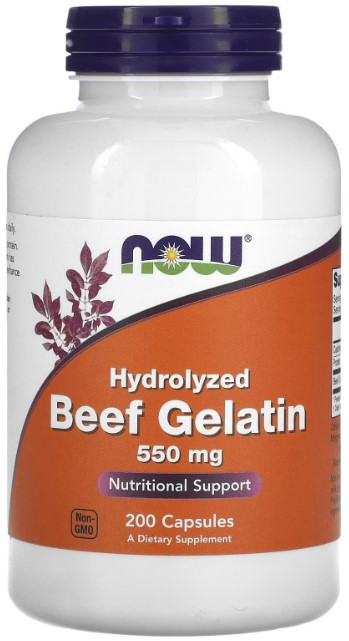 Гидролизат говяжьего желатина Now Foods Beef Gelatin 550 мг 200 капсул Киев - изображение 1